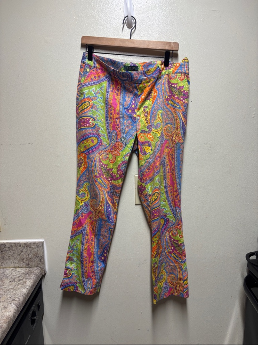 Lauren Ralph Lauren Paisley Rainbow Pants Women's 10 Petite Hippy Boho Woodstock